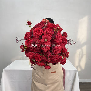 Suministros de adornos para bodas, bolas de flores rojas artificiales, centros de mesa, decoración de mesa, bolas florales artificiales - Product Image 5