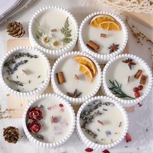 Wholesale Creative Plaster Jar Dried Flower Soy Wax Scented Candles Luxury Handmade Home Decor Ornaments Aromatherapy Candles - Product Image 1
