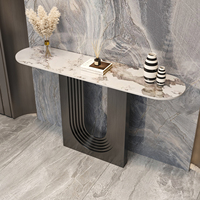 Nouvelle Table de Foyer en Marbre de Style Chinois Long Couloir Table Console Murale pour Entrée Lobby Club Décoration Fin Vue Table