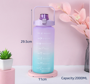 Bouteilles d'eau en plastique de grande taille personnalisées avec impression, 2000 ml (68 oz), en PET, sans BPA, avec poignée, pour le sport et la remise en forme - Product Image 2