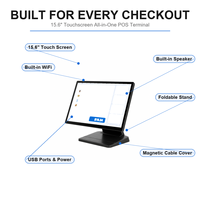Terminal de point de vente tout-en-un avec écran tactile de 15,6 pouces, affichage client LED à 8 chiffres, processeur Intel N97, 8 Go de RAM, 256 Go de SSD, Windows 10, Wi-Fi 6