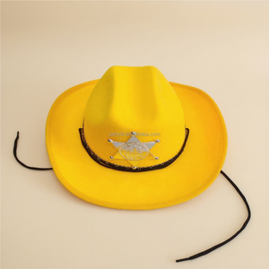 Western Sheriff Ster Cowboyhoed Met Geel Vilt Voor Feest En Feestelijke Decoraties - Product Image 4