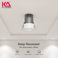 Lampu Downlight LED COB Tersembunyi 15W IP54 Tahan Air Rendah Silau UGR16 Ra90 Bersertifikasi SAA Dapat Diredupkan Aluminium Modern untuk Plafon