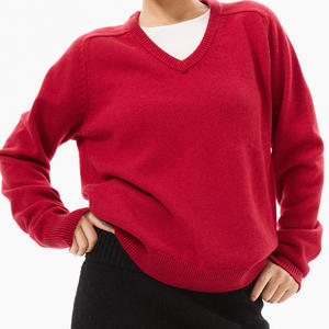 Женский свитер с V-образным вырезом, однотонный, с длинным рукавом, из 90% шерсти и 10% кашемира, экономичный, хит продаж 2025 года - Product Image 1