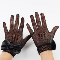 Mitaines pour demoiselles d'honneur de mariage, nœud papillon en perles, gants en filet de pêche