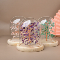 Arbre en pierres précieuses artistique avec fil de cuivre et éclats de pierres roulées pour la décoration de table et comme cadeau de Noël