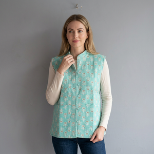 Chaleco bohemio de algodón con patchwork para mujer, cuello en V, sin mangas, acolchado, con bolsillos, ropa exterior ecológica, regalo para ella. - Product Image 1