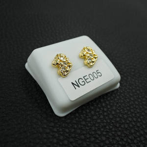 नवीनतम फैशन 14K सोना मढ़वाया पीतल नगेट बालियां स्टड - Product Image 3