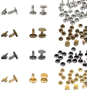 4 couleurs 3 tailles 180 ensembles de Rivets métalliques à clous tubulaires Kits à Double Rivets outils de réglage pour Rivets en cuir pour tissu