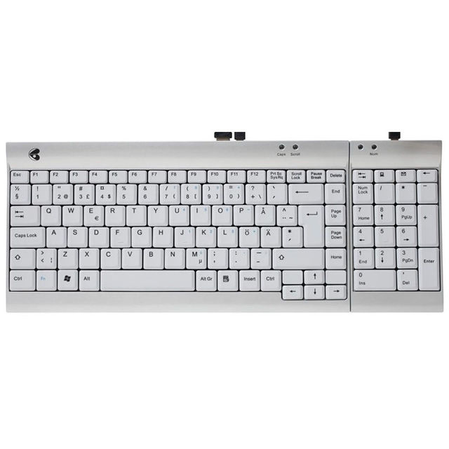 Ergonomic Adjustable Angle Silver Keyboard with USB Connection Compact Design Adjustable Number Pad 384x152x12/16mm