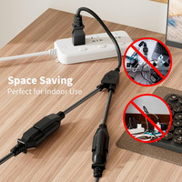 Rallonge électrique NEMA à 3 broches, type Y, SJTW, prise droite, 1 vers 2 prises, économiseur d'espace pour intérieur et extérieur