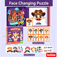 Kotak Puzzle Wajah Magnetik Anak-anak, Campur dan Padu Padan, Puzzle Wajah, Mainan Edukasi Dini, Mainan Perjalanan