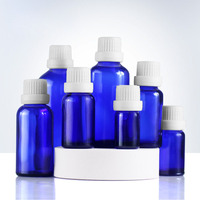 Flacon en verre bleu cobalt pour huile essentielle, soin de la peau, parfum, avec bouchon à vis, 5 ml, 10 ml, 20 ml, 30 ml, 50 ml, 100 ml