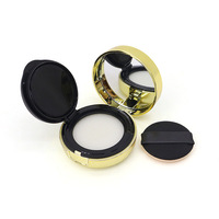 Boîte à poudre compacte vide en or noir 5g, boîte à coussin d'air, boîte à crème BB, boîte à fond de teint liquide avec miroir, éponge