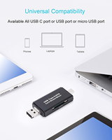 3 en 1 Micro USB OTG vers USB 2.0 Adaptateur de carte SD Trail Camera Lecteur de carte mémoire pour téléphone Android Ordinateur