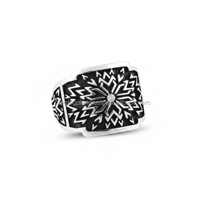 Anillo de hombre tallado con arte otomano de Plata de Ley 925, joyería elegante con incrustaciones de diamantes para regalo de compromiso, fiesta o aniversario - Product Image 2