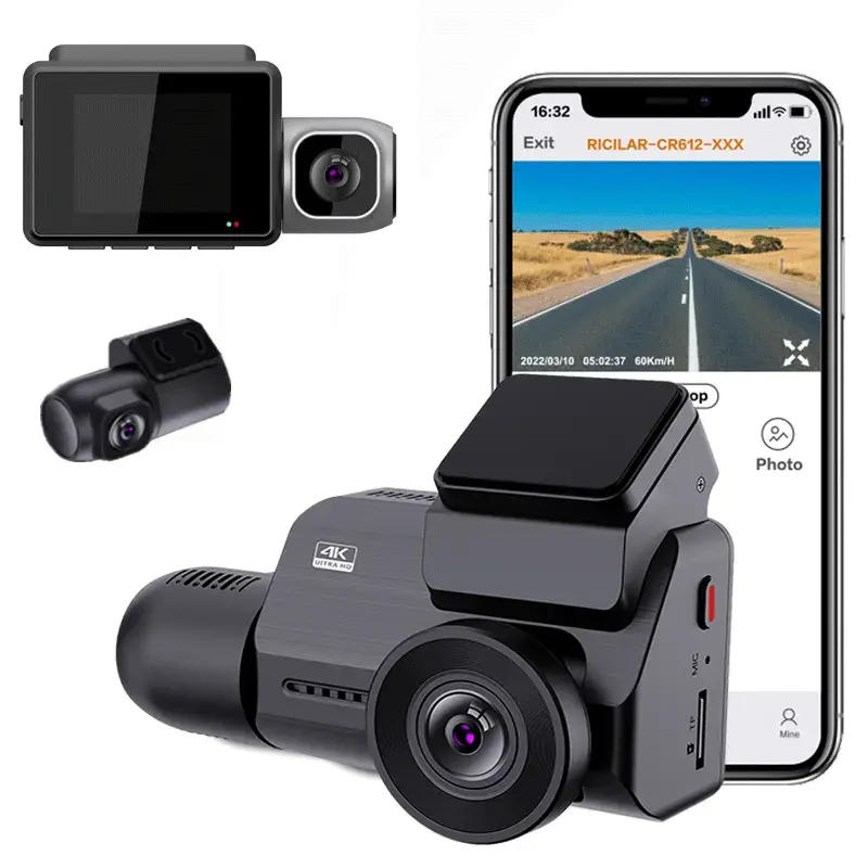 2023 new 3 Channel Drive Recorder Front and Rear Inside Three Way car DVR for Car with WIFI GPS IR Night Vision 4K Dash Cam hd