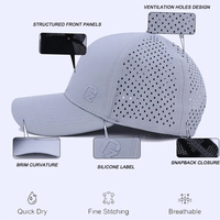 Casquette de golf respirante perforée découpée au laser sur mesure, 100 % polyester, imperméable, performance sportive, fabricant certifié BSCI