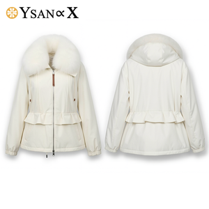 LOVEXUAN - <span class=keywords><strong>Doudoune</strong></span> Premium pour <span class=keywords><strong>Femme</strong></span> en Duvet d'Oie - Col en Véritable Fourrure <span class=keywords><strong>de</strong></span> Renard, Manteau d'Hiver Matelassé à Capuche et Volants, OEM ODM - Product Image 3