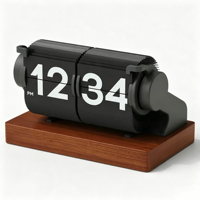 Horloge à affichage carré multifonctionnelle avec base en bois, minuteur, alarme, fonction snooze, affichage de la date et du jour de la semaine