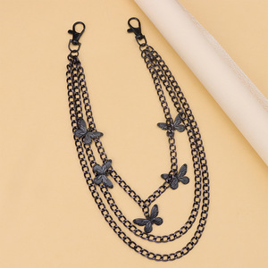 โซ่คาดเอวรูปผีเสื้อ สีเข้ม หลายชั้น ทำจากโลหะผสมสังกะสี โซ่คล้องกางเกง แฟชั่นฮาโลวีน โซ่คล้องตัว สไตล์สตรีท Y2K - Product Image 4