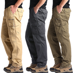 <span class=keywords><strong>Pantalon</strong></span> de travail décontracté pour homme, grande taille, coton, taille élastique, multi-poches, coupe droite, ample, <span class=keywords><strong>pantalon</strong></span> cargo pour l'hiver - Product Image 1
