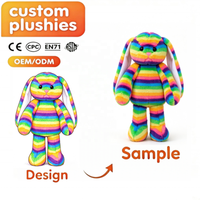 Peluche personnalisée Lapin Arc-en-ciel, Jouet en peluche doux, Lapin aux longues oreilles, Vente en gros, Fabricant de jouets en peluche personnalisés, Cadeaux pour enfants