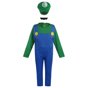Disfraz de Mario Luigi para Niños, Disfraz de Super Mario, Disfraz de Juego de Rol, Rojo Verde, Poliéster, Otoño 2022 - Product Image 4