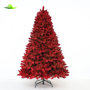 Cây thông Noel nhân tạo PVC đỏ dày, mới về năm <span class=keywords><strong>2025</strong></span>, trang trí nhà cửa năm mới, phủ tuyết đỏ, có đèn sẵn - Product Image 2