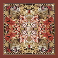 Tapis de mahjong américain vintage chinois motif lotus et nuage, tapis de mahjong carré antique à art floral oriental