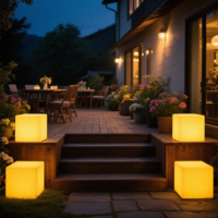 Le attività all'aperto hanno portato tavoli e sedie a cubo con IP65 impermeabili effetti di illuminazione ambientale RGB adatti alle feste