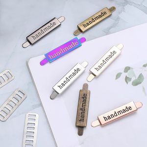 TXIN Pieces Handmade Metal Labels With Shim Rectangle Alloy Tags Hand Made Printed Signs Label For DIY Crafts Sewing Items <b>Purse</b> - Product Image 5