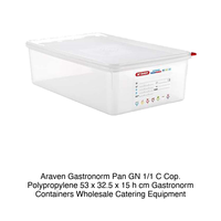 Bac alimentaire en polypropylène GN 1/1 53 × 32,5 × 15 h cm, avec couvercle, -40/+95 ° C Araven