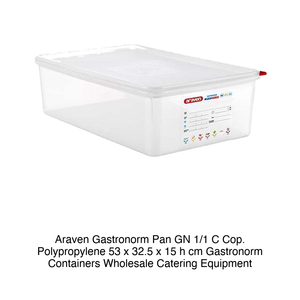 Contenedor de Alimentos de Polipropileno GN 1/1, 53 × 32.5 × 15 h cm, con Tapa, -40/+95 ° C Araven - Product Image 2