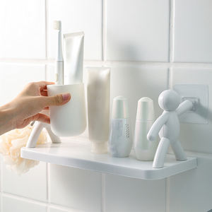 Household Simple Punch-free Wall Hanging Human-shaped Guardrail <b>Hook</b> Rack Bathroom Shelf With <b>Hook</b> <b>Kitchen</b> Storage Rack - Product Image 3