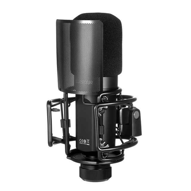 PC-K750 Professional Recording Microphone XLR Condenser Mic Unidirectional Cardioid Studio Mic with Shock Mount Pop Filt