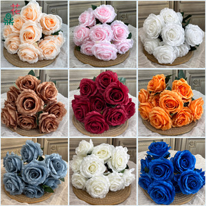 Nine <b>Artificial</b> Roses Silk Handmade <b>Wedding</b> Home Decor Valentine's Day <b>Flowers</b> - Product Image 5