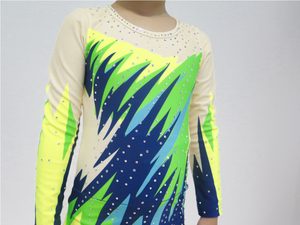 <span class=keywords><strong>Traje</strong></span> de manga larga con estampado de plumas coloridas leotardo de <span class=keywords><strong>Gimnasia</strong></span> <span class=keywords><strong>Rítmica</strong></span> personalizado para niños - Product Image 2