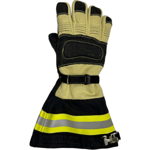 JNA GROUP Fire Fighting Safety <b>Gloves</b> Leather <b>12</b> <b>oz</b> 14 Inch Adjustable Wristlet Cuff Reflective Stripe Abrasion Resistant - Product Image 1