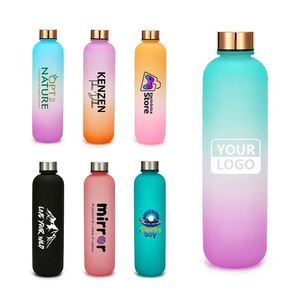 Botella de Agua Deportiva de 1 Litro (32 oz) de Plástico sin BPA, con Marcador de Tiempo, Motivacional, de Gran Capacidad, al por Mayor - Product Image 1