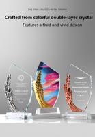 Trophée en résine colorée or, argent, cuivre, avec cristaux, logo personnalisé pour les récompenses d'entreprise haut de gamme