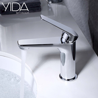 YIDA Robinet d'évier carré noir monté sur le pont, mitigeur d'eau chaude et froide, mitigeur de salle de bain