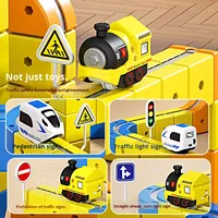 Vente en gros de blocs de construction magnétiques transformables en plastique pour voitures sur rail, jouet cube électrique anti-gravité à l'échelle 1:5 pour enfants