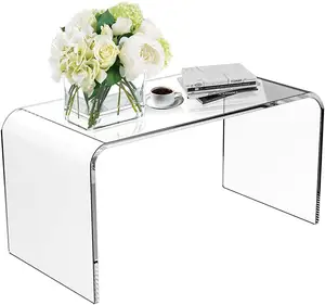Meja Kopi Akrilik dengan Pelindung Penutup PVC 32*16*16 Inci Meja Kopi Modern untuk Ruang Tamu Meja Persegi Panjang Transparan - Product Image 1