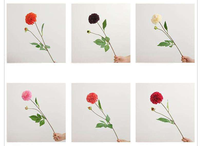 Bunga Gerbera Daisy Artificial Real Touch Grosir Pabrik dengan Batang Berbulu 49cm Dahlia Batang Tunggal untuk Dekorasi Pernikahan dan Rumah