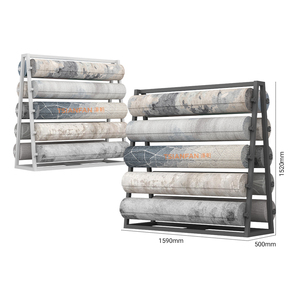 Hot Selling Double-Sided Rolling Fabric Display Stand <strong>Rotatable</strong> Multi-Function Metal Carpet Sample Display <strong>Shelf</strong> - Product Image 1
