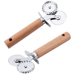 Stainless Steel Foldable Pizza With Forged Handle Double-Ended Roller Cutter Lace Straight Edge & <b>Wheels</b> - Product Image 4