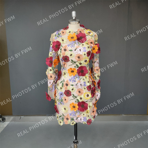 14657 # foto Real <span class=keywords><strong>de</strong></span> manga larga sin espalda <span class=keywords><strong>Mini</strong></span> vestido <span class=keywords><strong>de</strong></span> baile <span class=keywords><strong>de</strong></span> <span class=keywords><strong>quinceañera</strong></span> vestido <span class=keywords><strong>de</strong></span> fiesta <span class=keywords><strong>de</strong></span> graduación <span class=keywords><strong>de</strong></span> noche para mujeres con flores 3D hecho a medida - Product Image 4