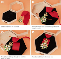 Boîte de présentation hexagonale en bois massif pour médailles, décoration murale, vitrine de rangement pour médailles, vente en gros OEM