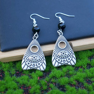 Anting-anting persegi bulan matahari berongga Vintage anting-anting fase bulan sabit semua melihat mata liontin perhiasan Gotik perhiasan Wiccan - Product Image 5